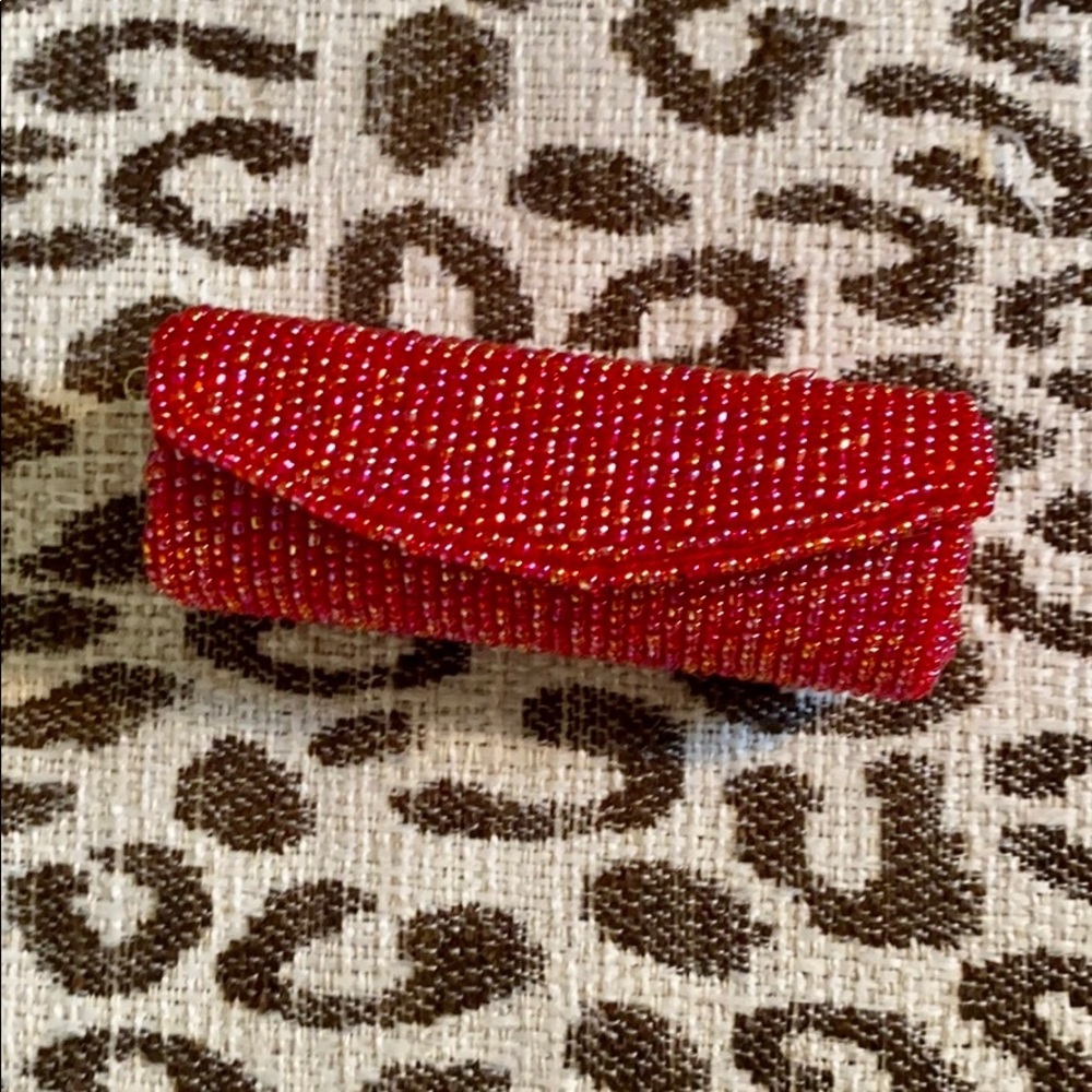 Red Beaded Lipstick Case